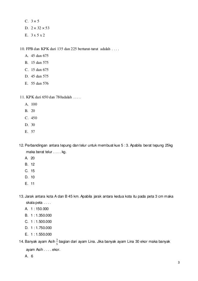 Latihan Soal Matematika Kelas 6 SD