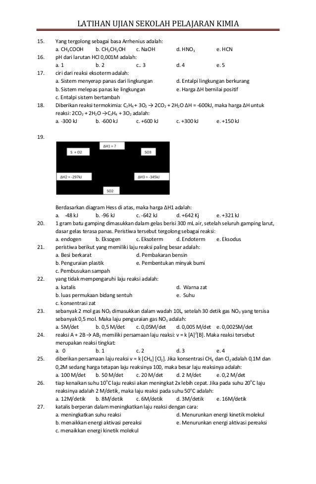 Kunci Jawaban Usbn Kimia 2019
