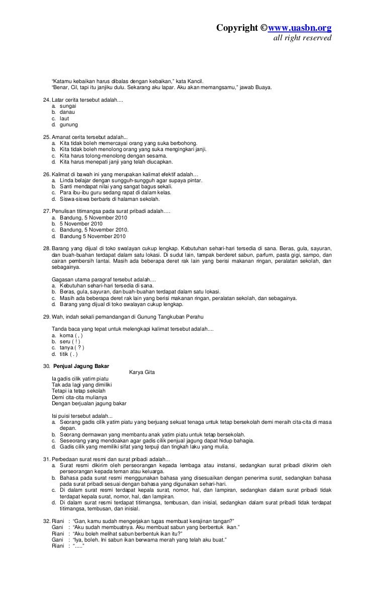 Latihan Soal Bahasa Indonesia