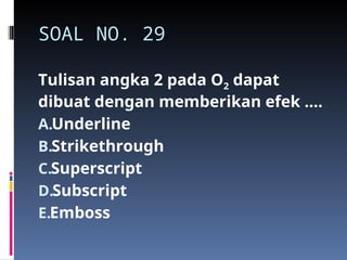 LATIHAN SOAL UNTUK MATERI TIK DI KELAS SEPULUH | PPT