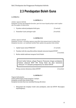 Latihan bab 2 (t4) pendapatan dan penggunaan pendapatan individu  PDF