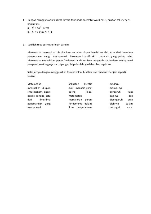 Latihan dan praktek microsoft word