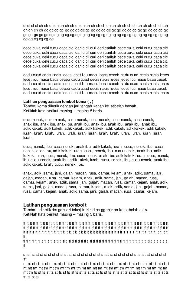 Latihan dasar mengetik 10 jari dan mengetik buta