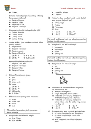 Latihan geografi tingkatan 1