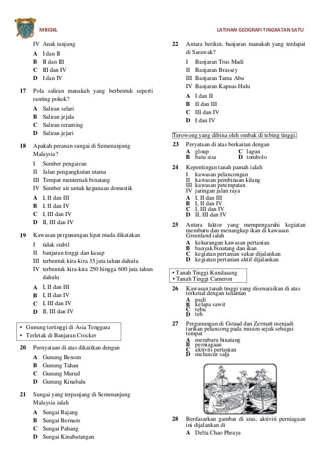 Latihan geografi tingkatan 1