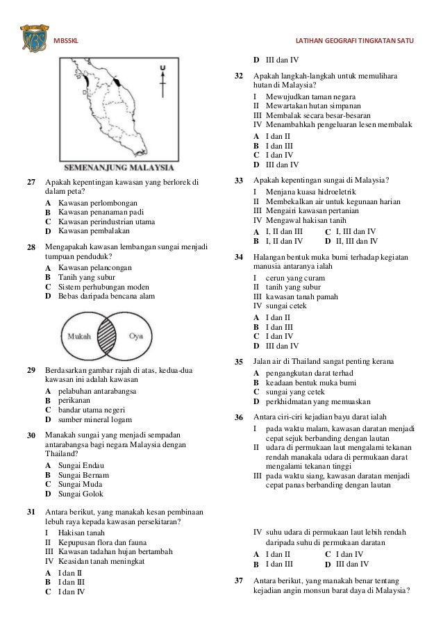 Geografi Tingkatan 1 Latihan  Latihan Komsas Tingkatan 3  Kertas