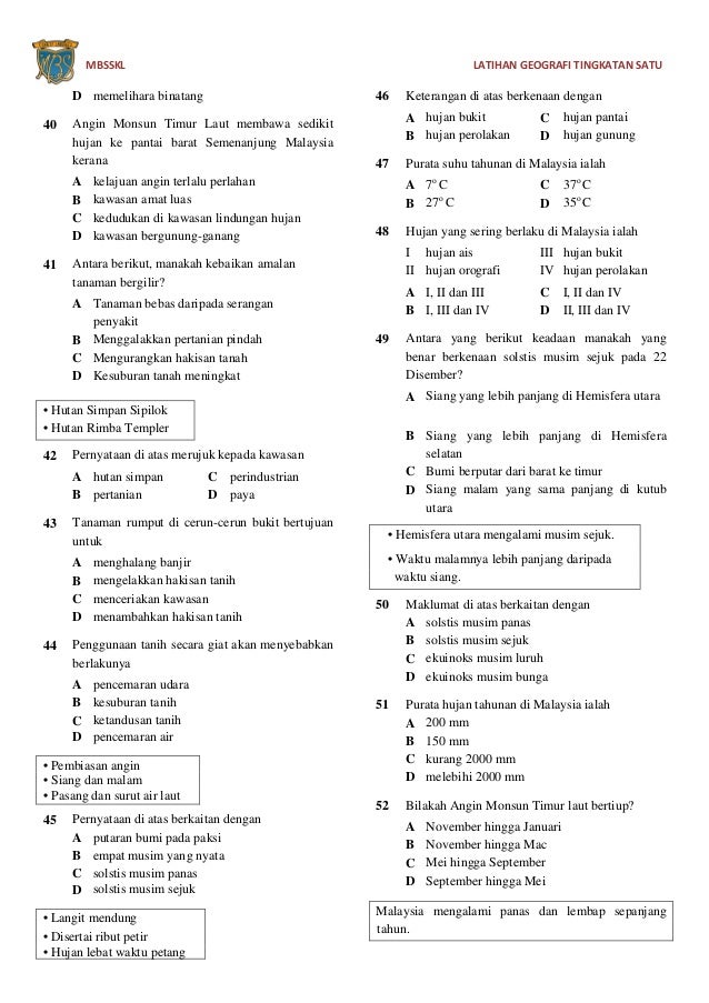 Latihan geografi tingkatan 1 Latihan geografi tingkatan 1