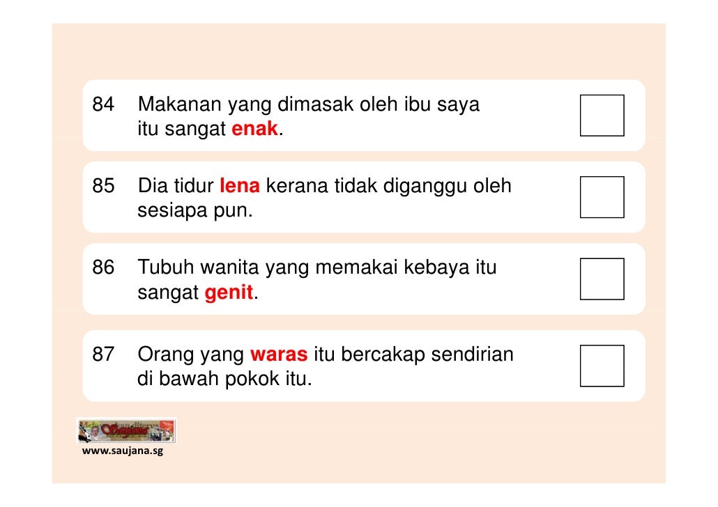 Latihan Adjektif Sekolah Rendah