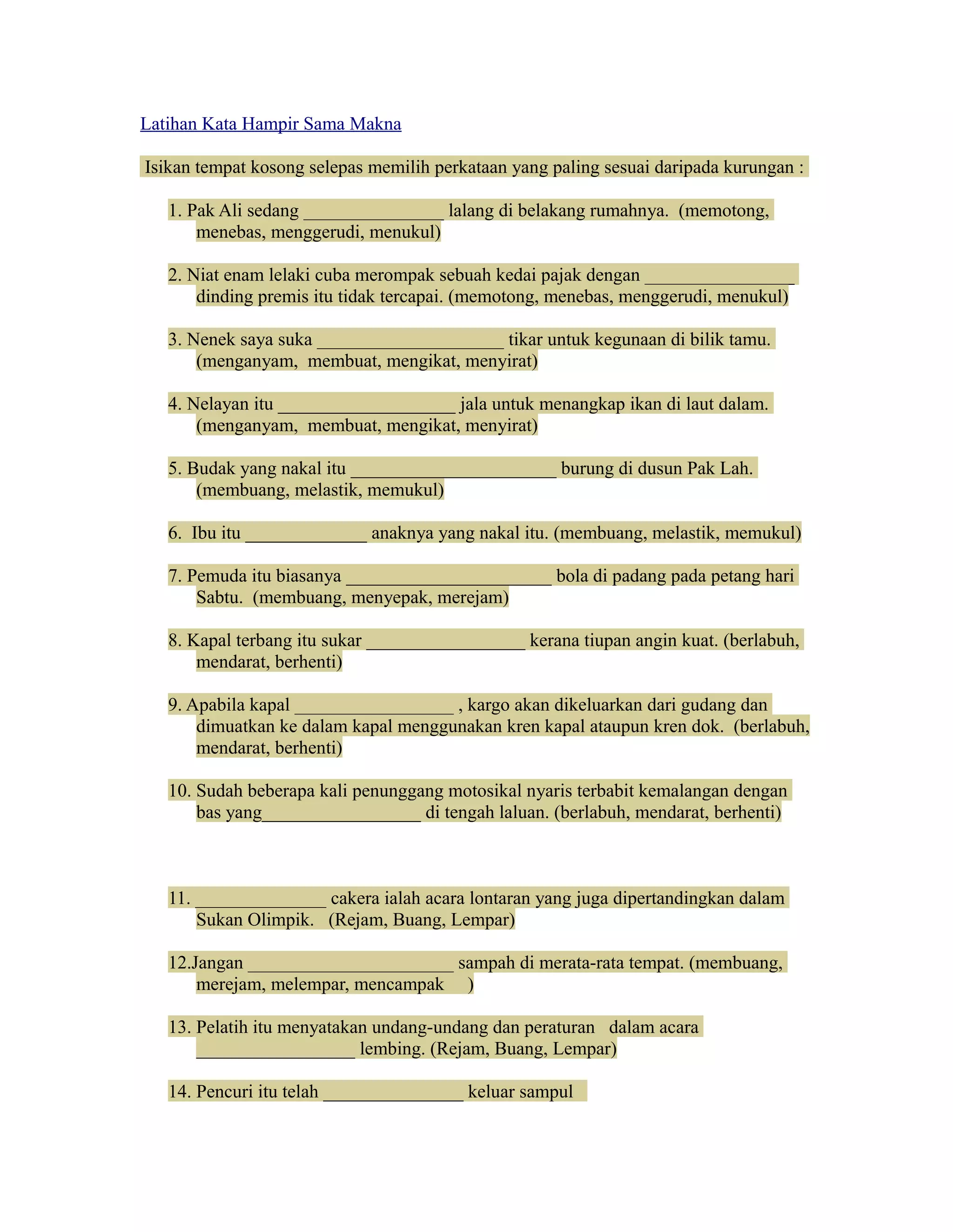 Karena Karena makna ulangan kata yang membuat bingung