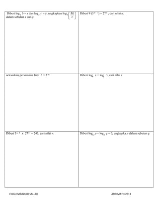 Matematik Tambahan Index Dan Log Sam