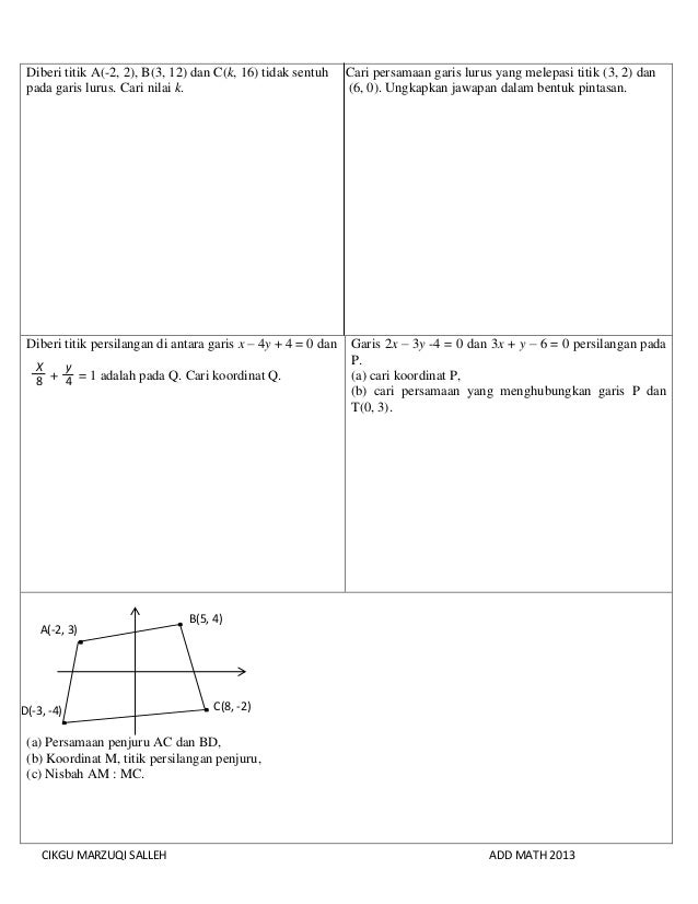 Matematik Tambahan: Geometri koordinat