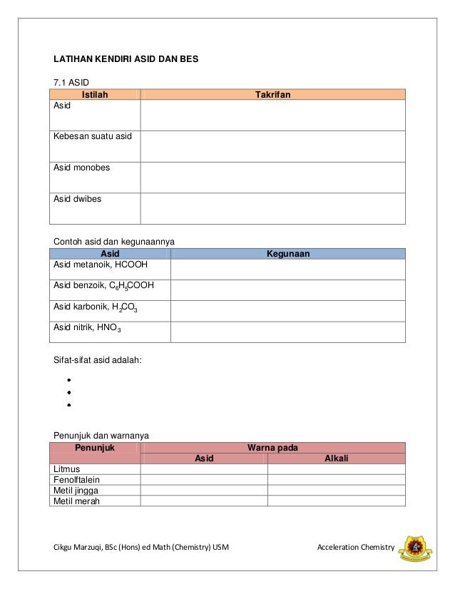Latihan Kendiri Asid Dan Bes