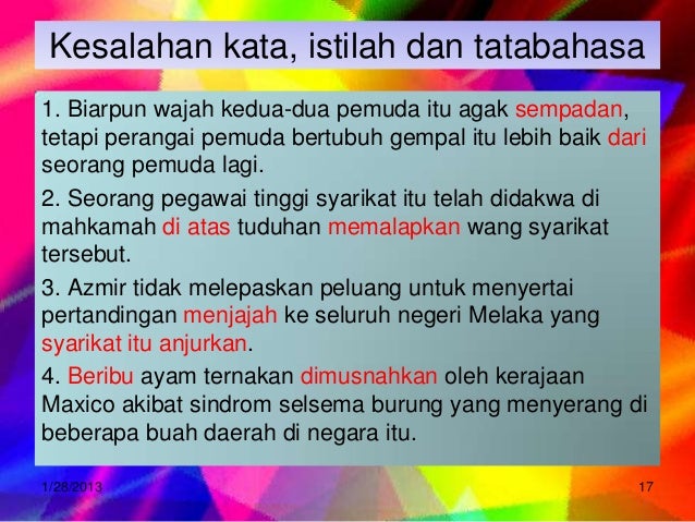Latihan kesalahan kata, istilah dan tatabahasa