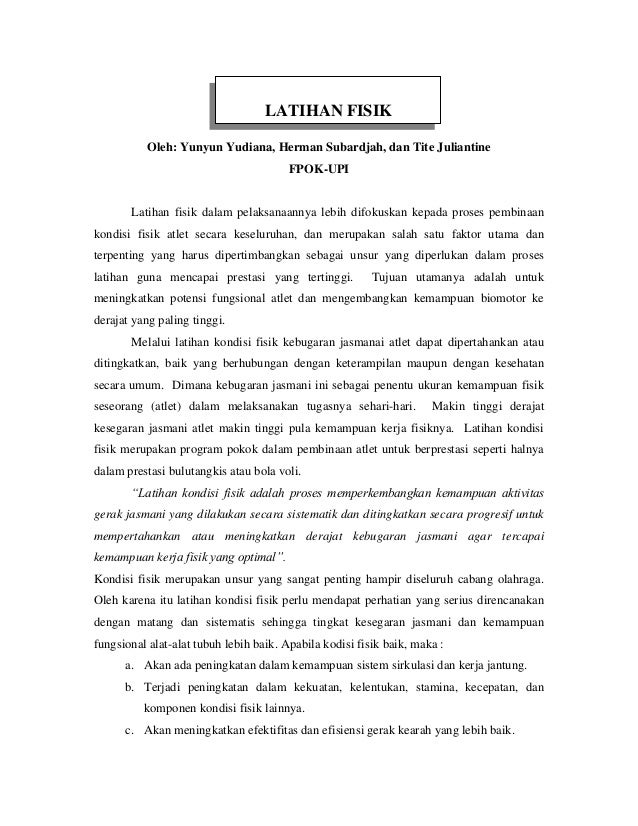 Latihan Kondisi Fisik Latihan Kondisi Fisik