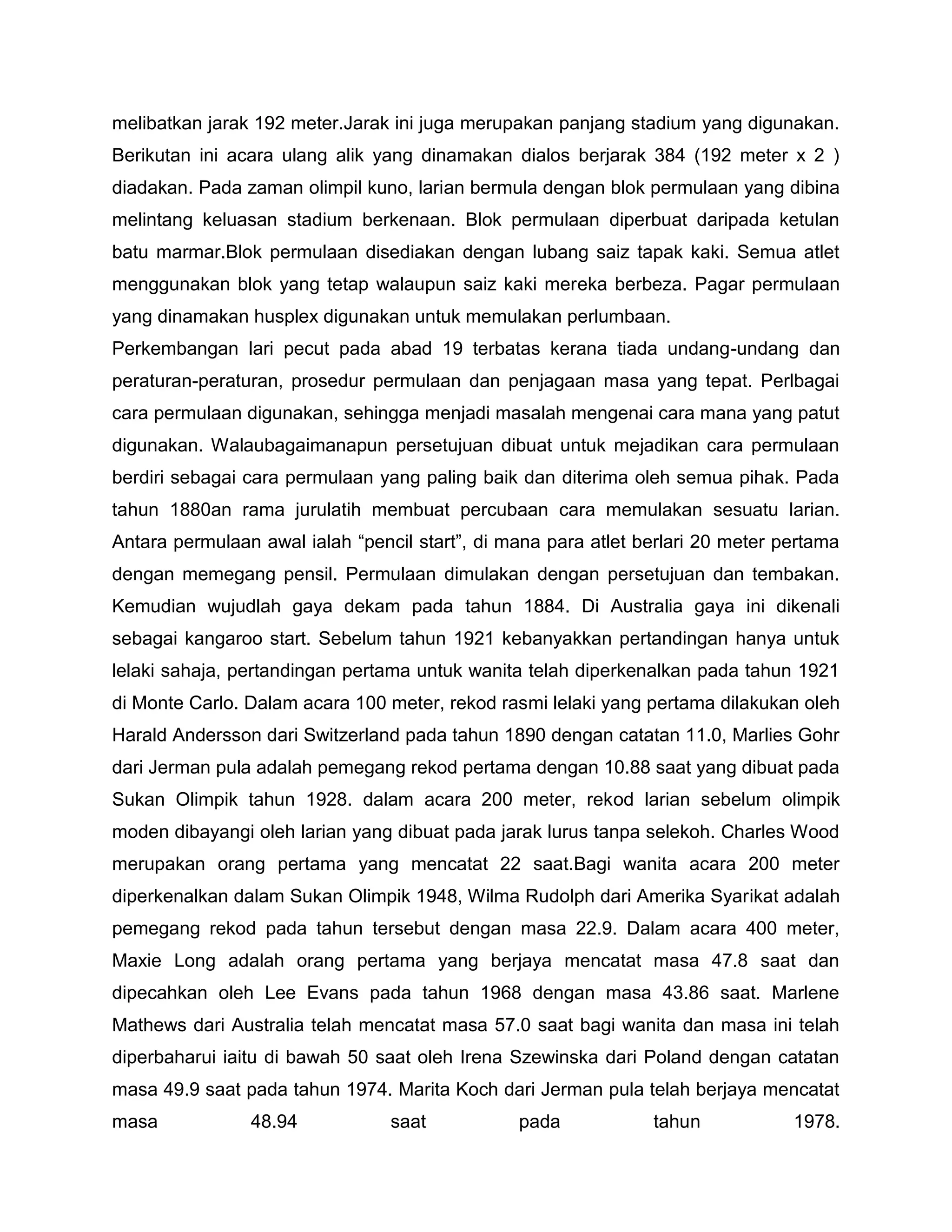 Latihan lari pecut | DOCX
