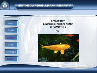 REPORT TEXT
JUNIOR HIGH SCHOOL GRADE
      IX /SEMESTER 1
          FISH
 