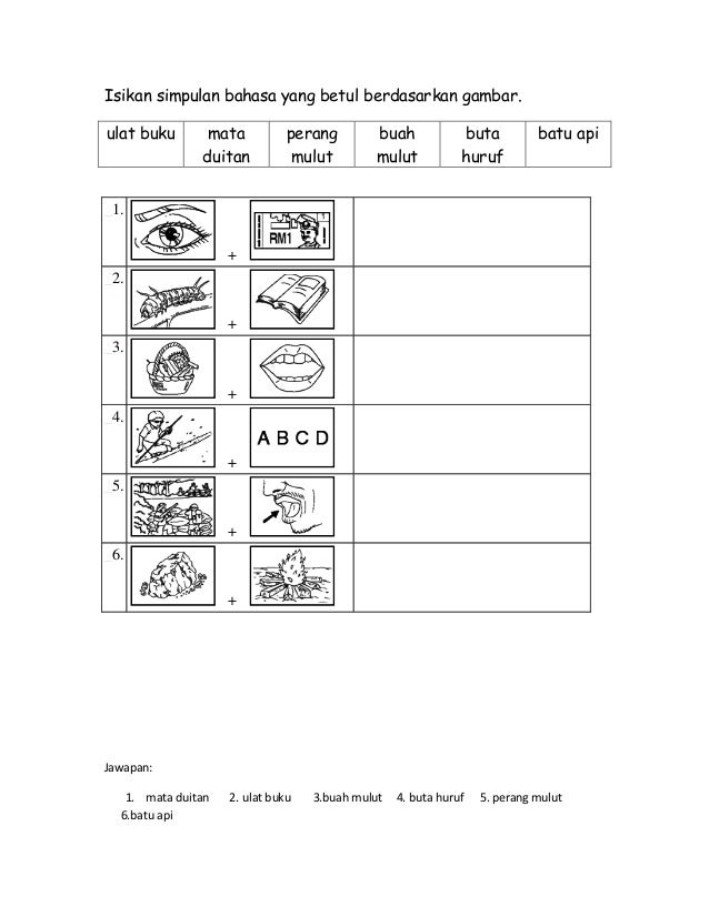 Latihan simpulan bahasa bergambar Latihan simpulan bahasa bergambar