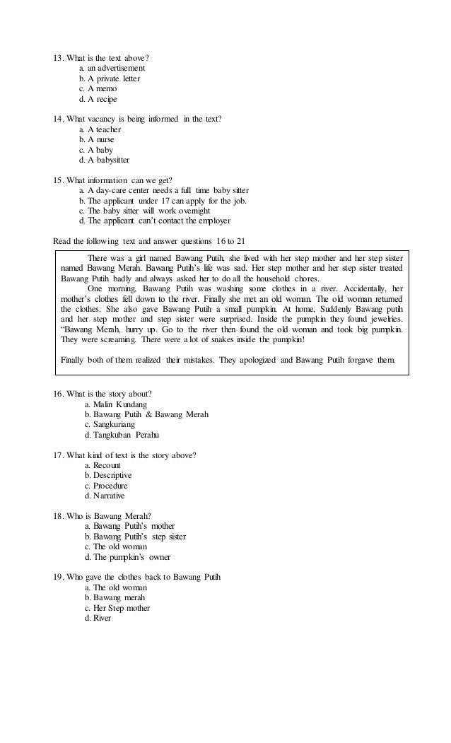 Latihan soal UAS kelas 9 semester 1