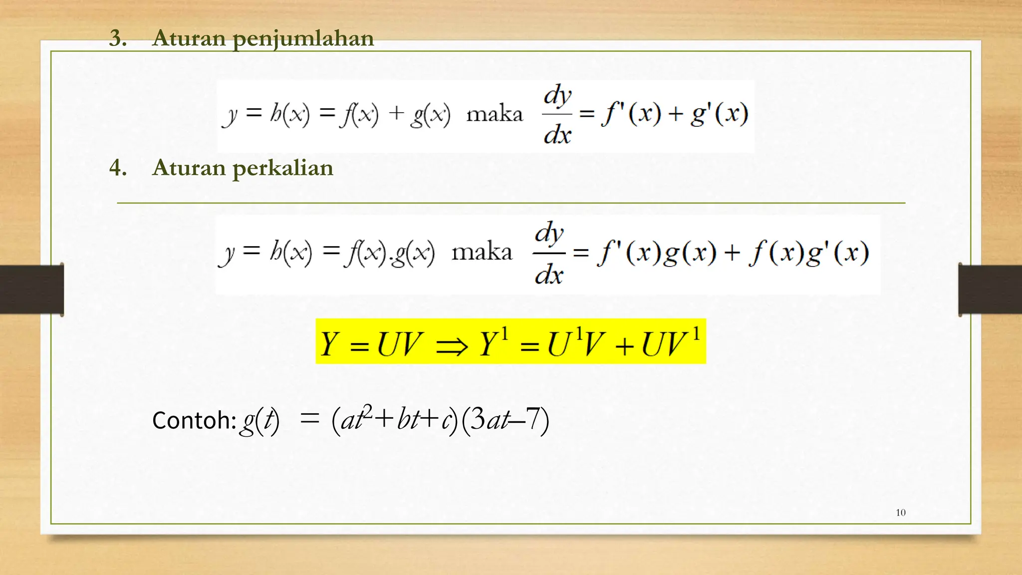 Latihan soal aplikasi turunan matematika ppt