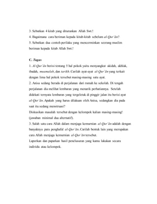 Bagaimana Cara Beriman Kepada Kitab kitab Sebelum Al Quran Latihan soal bab 1 iman kepada kitab allah