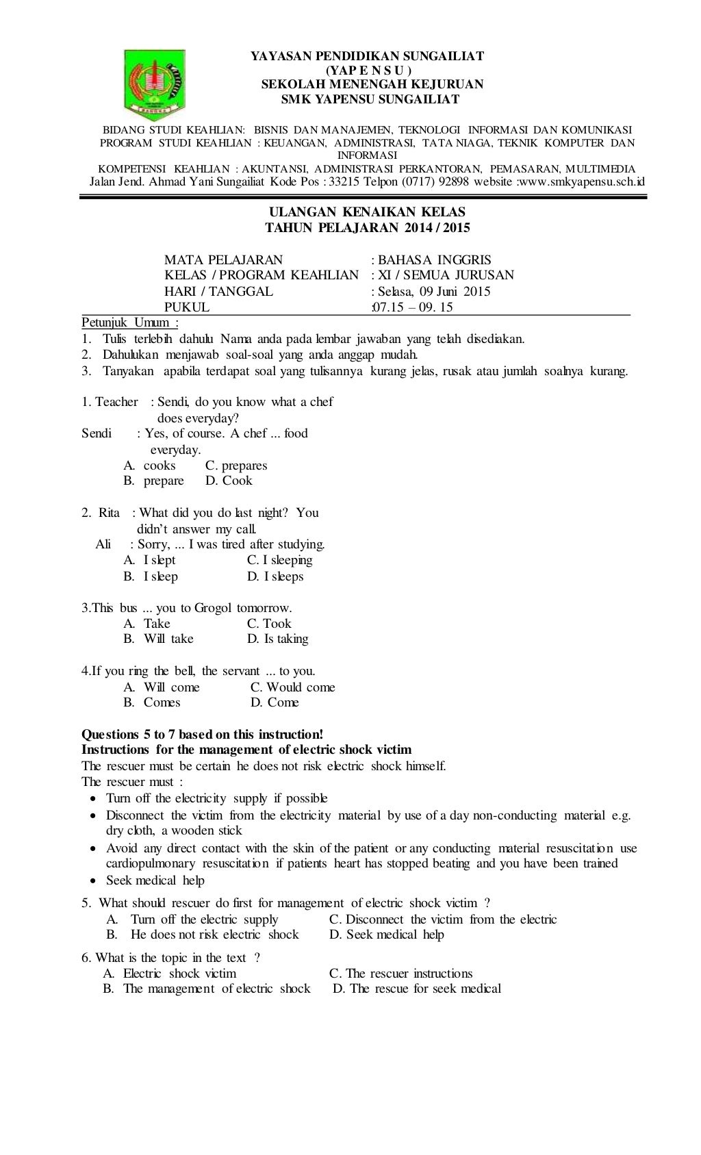 soal un bahasa inggris smk 2008 soal un bahasa inggris smk 2008