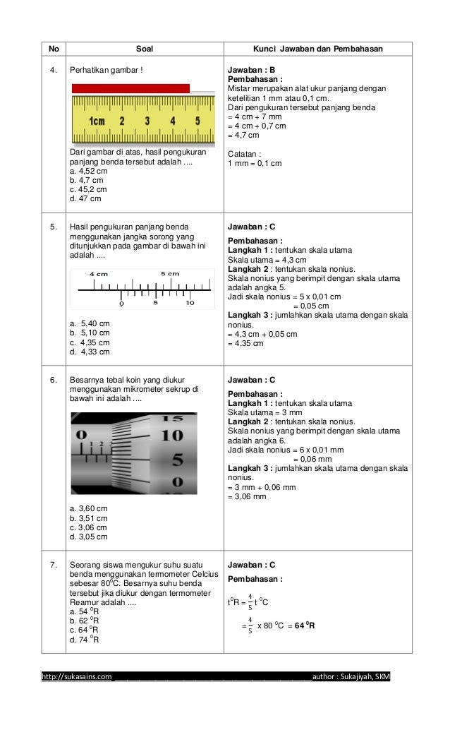 Soal Besaran dan Satuan