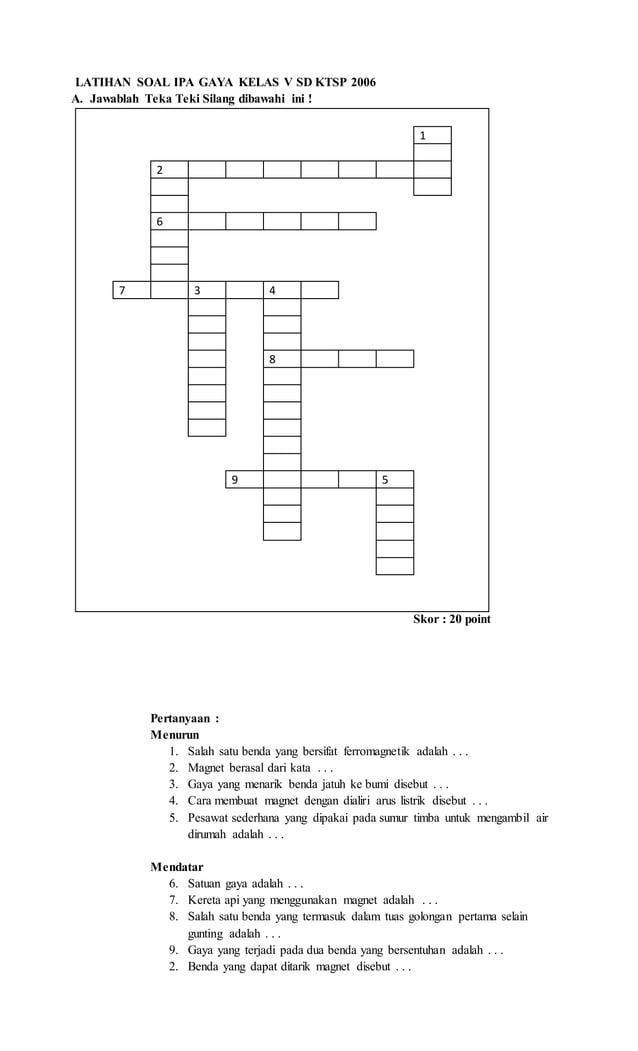 Contoh soal latihan harian kelas 4 ktsp