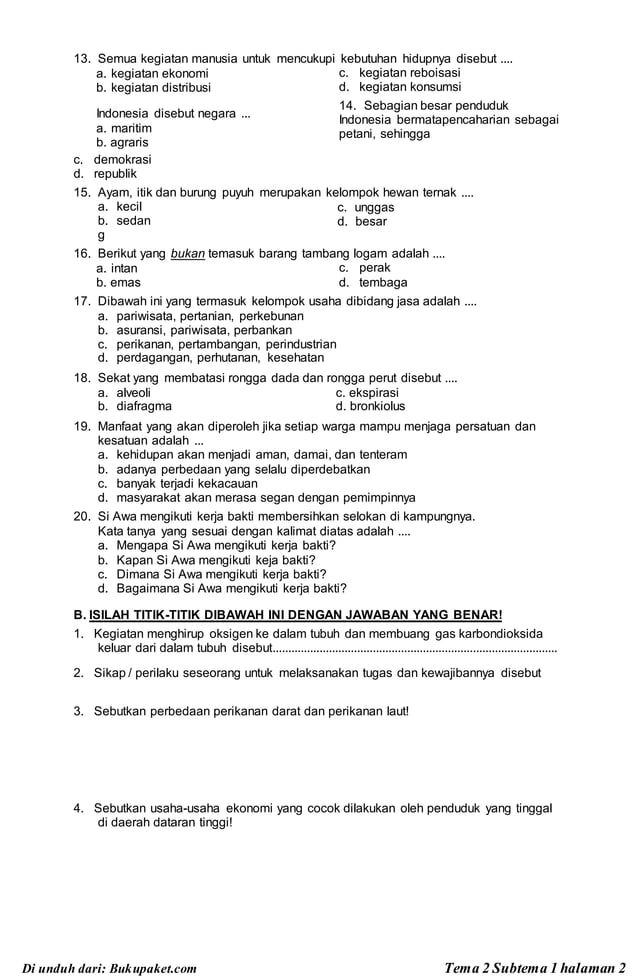 Strategi Efektif: Download Soal Kelas 5 Tema 2 Subtema 1 untuk Memaksimalkan Pemahaman