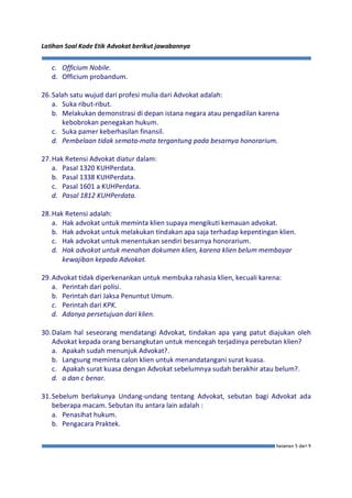 Latihan soal kode etik advokat 50 | PDF