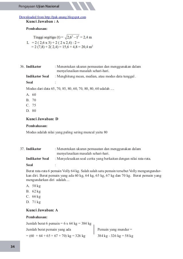 Latihan soal un matematika 2015