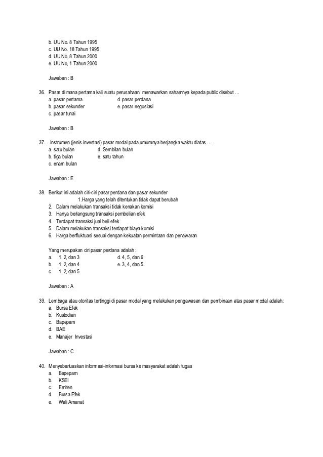 Latihan Soal Pasar Modal