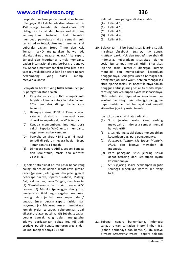 Soal Snmptn Bahasa Indonesia