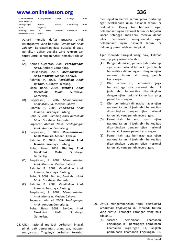 Soal Snmptn Bahasa Indonesia