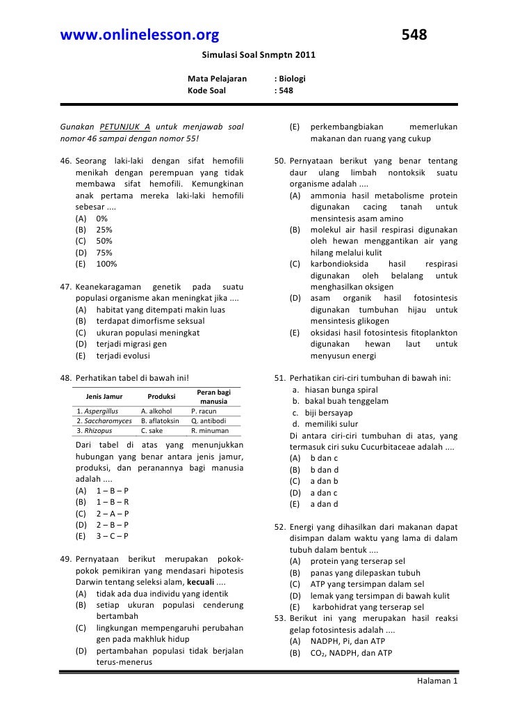  Soal  SNMPTN Biologi 