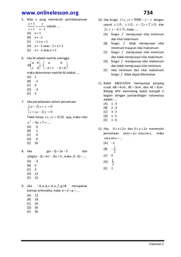 Latihan soal snmptn 2011 matematika dasar