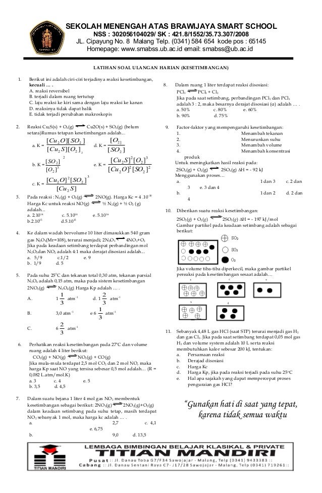 Soal Dan Pembahasan Kesetimbangan Kimia Slide Binca Books