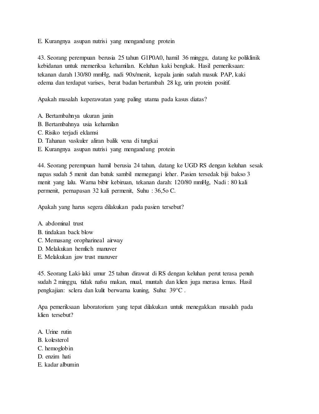 Latihan soal ujian kompetensi keperawatan