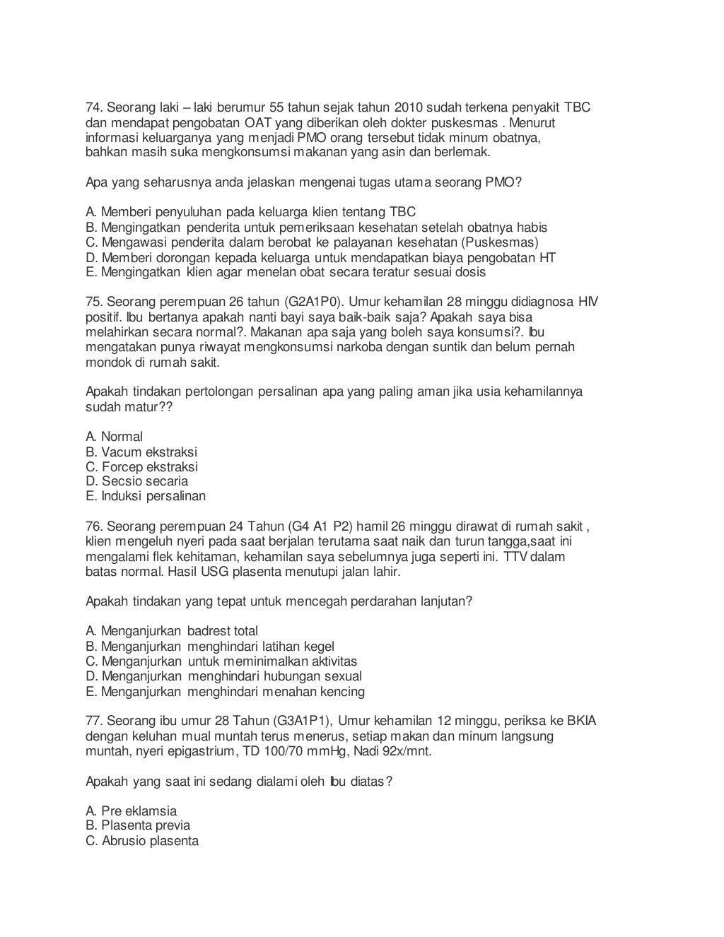 Latihan soal uji kompetensi perawat