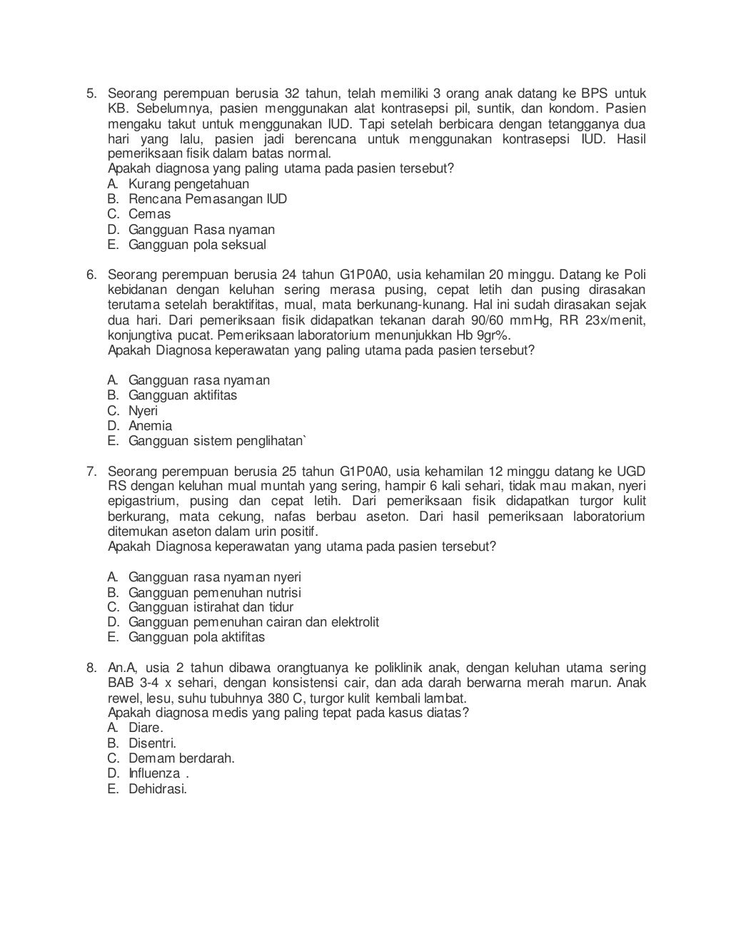 Latihan soal uji kompetensi perawat