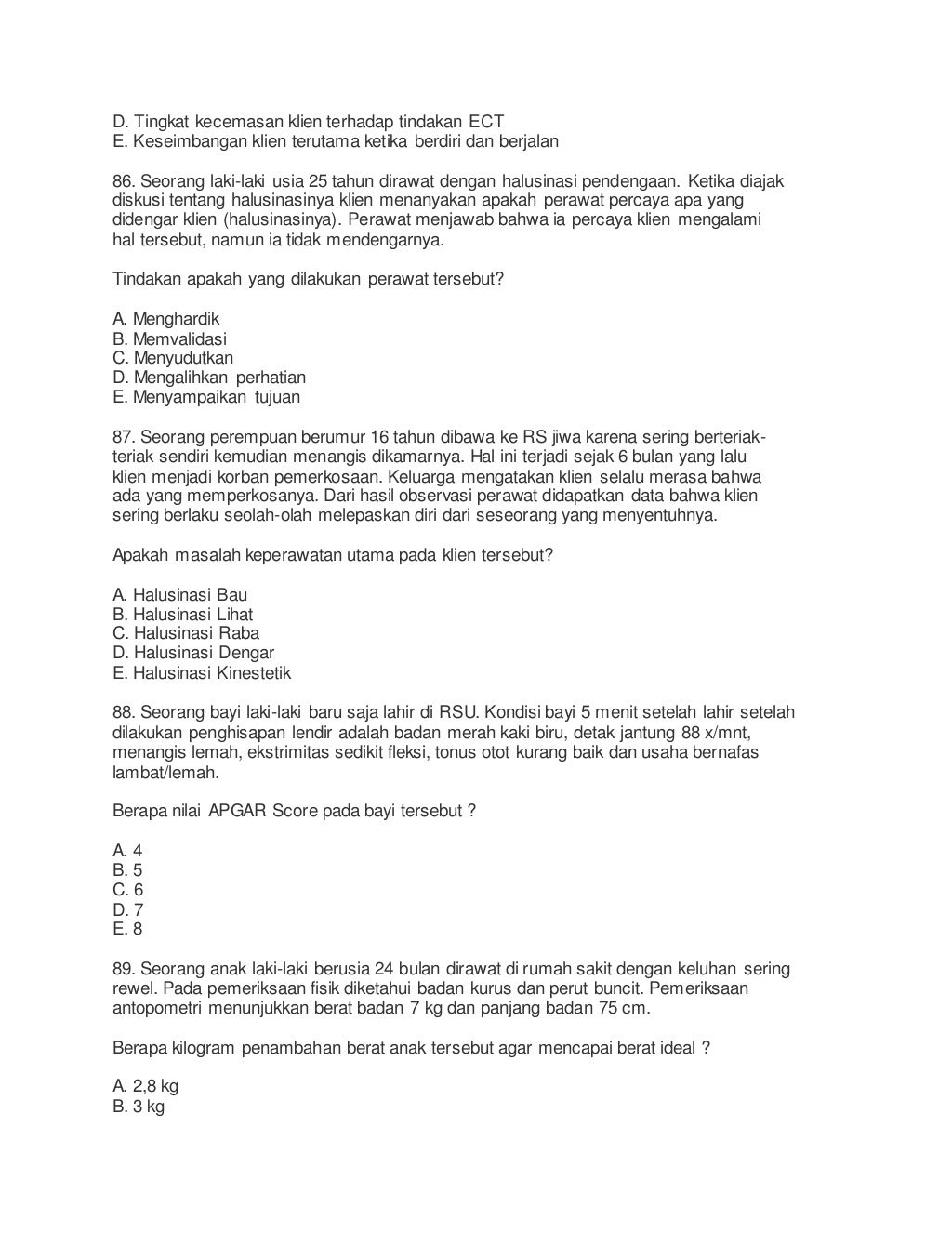 Latihan soal uji kompetensi perawat