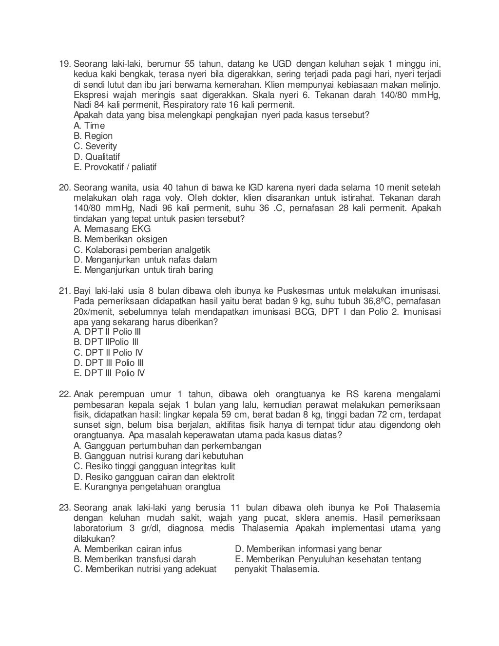 Latihan soal uji kompetensi perawat