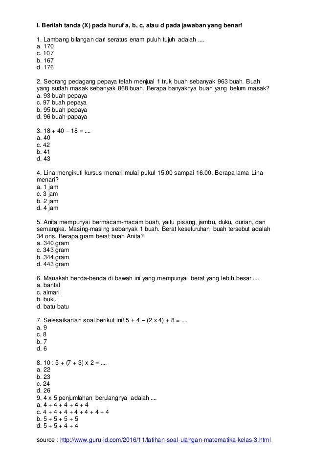 Berikut ini penulis sajikan Soal LatihanYang Di rangkum Untuk Pengunjung   Soal Matematika SD Kelas 6 Latihan Semester 2 Download Buku Gratis