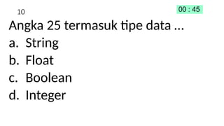 Angka String Latihan Soal Ujian Sekolah Informatika Kelas 9: Materi Lengkap | PPTX