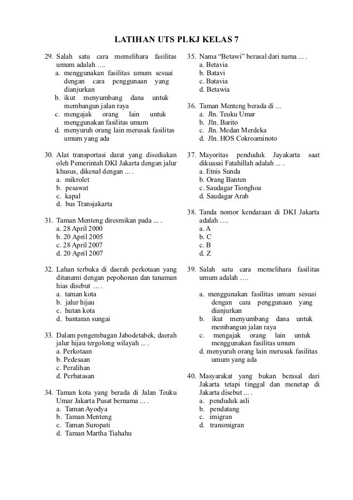 Contoh Soal Ujian Kenaikan Kelas 7 Bahasa Indonesia - Kobong Ilmu