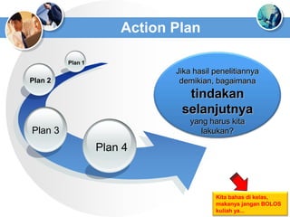 Action Plan

         Plan 1
                             Jika hasil penelitiannya
Plan 2                        demikian,...