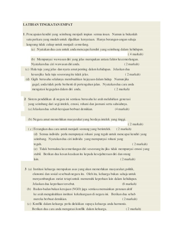 Latihan Tingkatan Empat