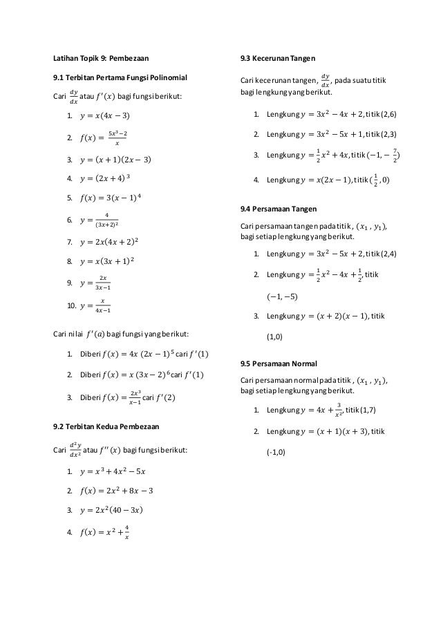 Nota Dan Latihan Matematik Tambahan Tingkatan 4 Dan 5 - terriploaty