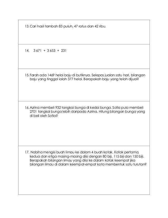 Latihan ulangkaji matematik tahun 4 kssr