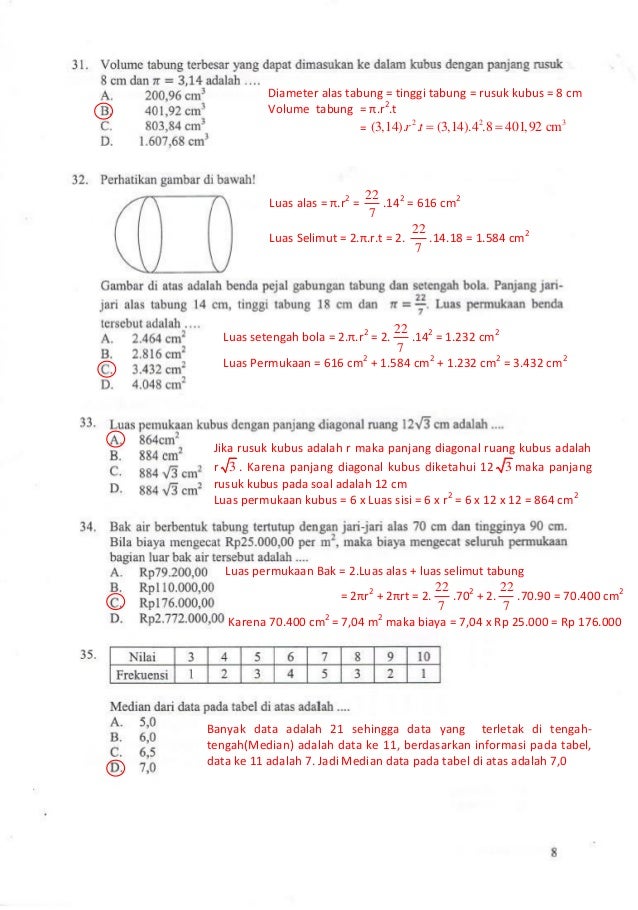 Latihan UN Matematika SMP 2014.