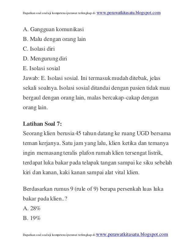 Download Soal Uji Kompetensi Perawat Beserta Kunci Jawaban Pics